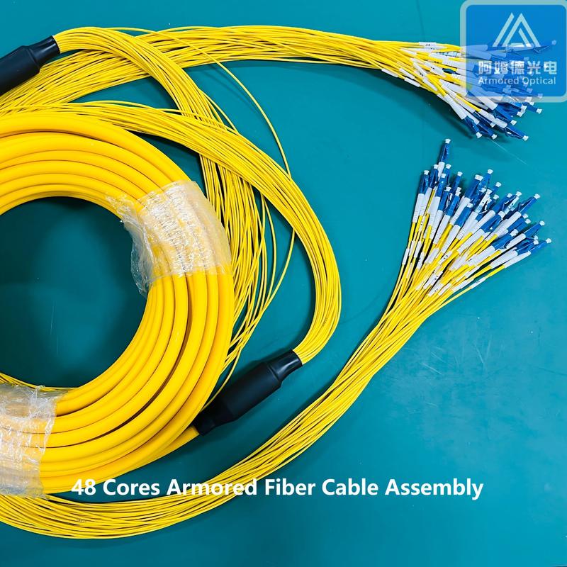 48F SM Stainless Steel Armored Fiber Patch Cord 30m  Yellow LSZH 10.5mm With LC UPC